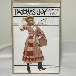 Patches of Joy Sewing Pattern 567 Peasant Skirt Blouse & Shawl Uncut Sz S M L